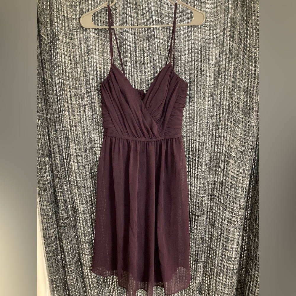 David's Bridal Plum High Low Dress